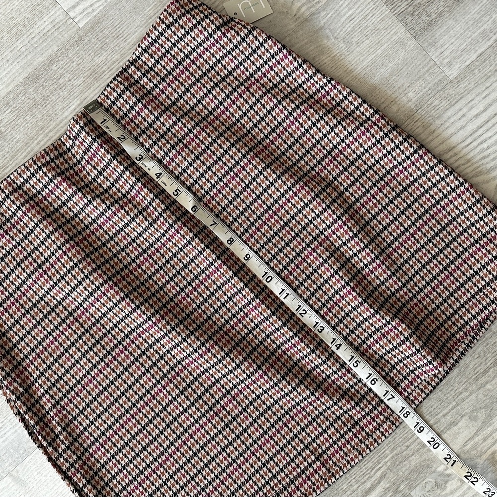 NWT Maurice’s Red Tan Houndstooth High Rise Mini Skirt Medium - Picture 9 of 9